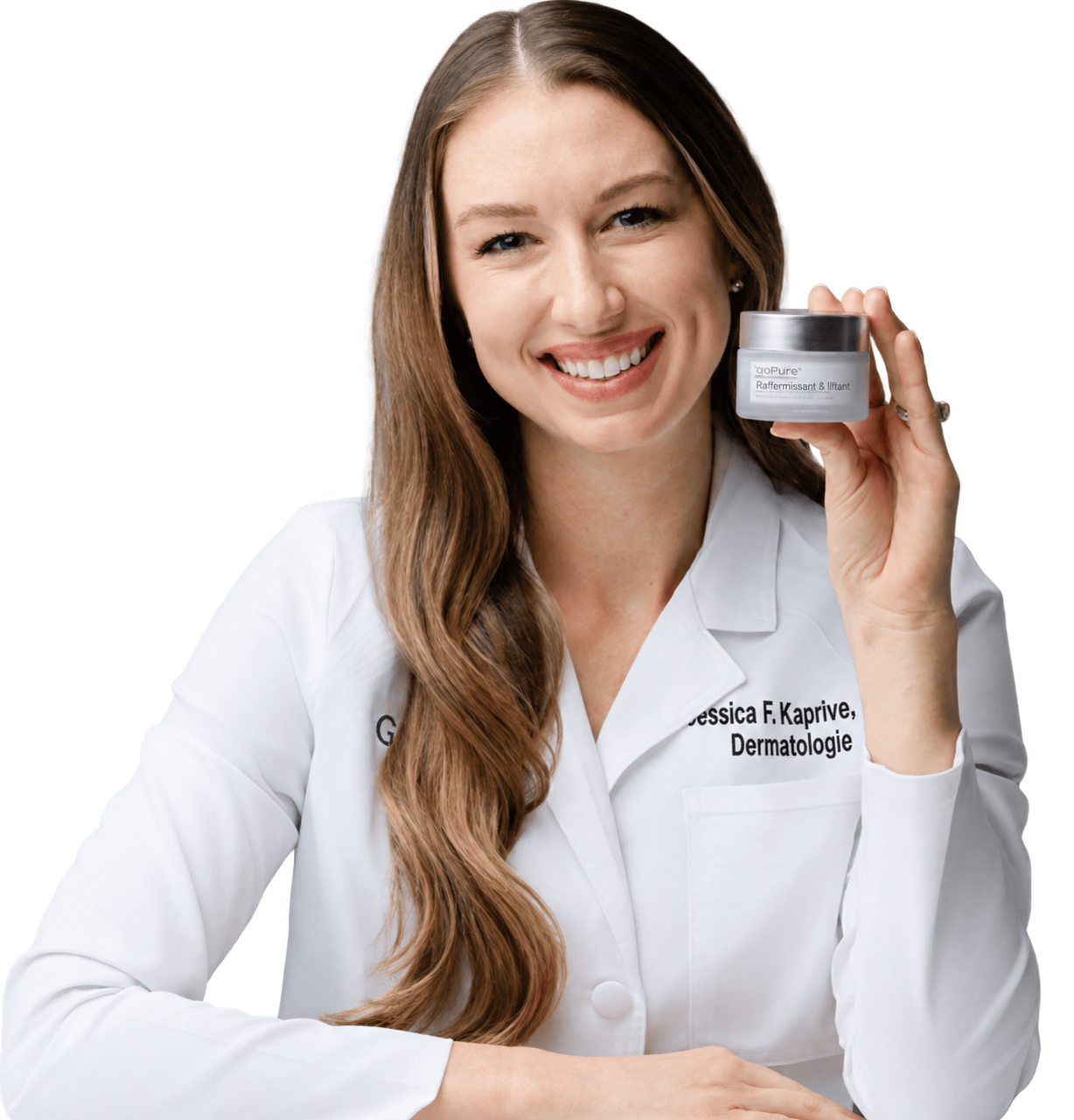 Dr Jessica Kaprive tenant un pot de crème.